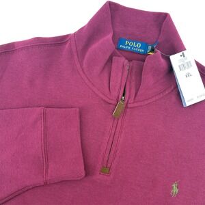 Polo Ralph Lauren Men's Red Cotton 1/4 Zip Pullover Sweater XXL NWT MSRP‎ 125